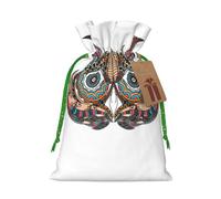 S Christmas Bags - Owl in African Indian Totem Print Holiday Drawstring Gift Pouches for Xmas, Birthday, Wedding, Party Favors