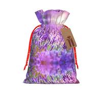 S Christmas Bags - Romantic purple lavender Print Holiday Drawstring Gift Pouches for Xmas, Birthday, Wedding, Party Favors