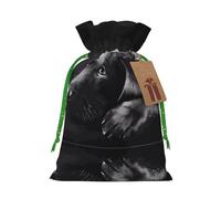 S Christmas Bags with Drawstring – Black Labrador Puppy Print Xmas Party Holiday Pouches for Weddings, Birthdays