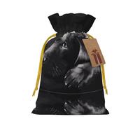 S Christmas Bags with Drawstring – Black Labrador Puppy Print Xmas Party Holiday Pouches for Weddings, Birthdays