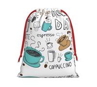 S Christmas Drawstring Bag â€“ Delicious Coffee Print Holiday Sacks Bag, Treats â€“ Plush Pouches for Birthdays, Weddings