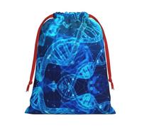 S Christmas Drawstring Bag â€“ DNA Chain Photo Print Holiday Sacks Bag, Treats â€“ Plush Pouches for Birthdays, Weddings