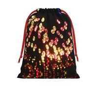 S Christmas Drawstring Bag â€“ Festive paper lantern Print Xmas Party Sacks, Reusable Plush Holiday Pouches