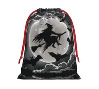 S Christmas Drawstring Bag â€“ Reusable Halloween Witch Print Xmas Party Sacks, Treats & Favors for Holiday, Weddings