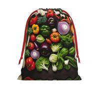S Christmas Drawstring Bag â€“ Reusable Introduction of various vegetables Print Xmas Party Holiday Sacks, Wedding Favors, Birthdays Bags