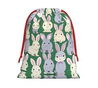 S Christmas Drawstring Bag â€“ Reusable many Bunny cute Print Xmas Party Holiday Sacks, Wedding Favors, Birthdays Bags