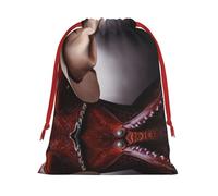 S Christmas Drawstring Bag - Reusable Horse Saddle with a Cowboy Hat Wild Print Xmas Party Holiday Sacks, Favor Bags for Birthdays, Weddings