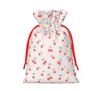 S Christmas Sacks Bag Pouches - lovely sweet red cherry Print Goody Wrapping Treat Gift Pouch for Birthdays, Weddings
