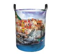 S Circular Hamper Cinque Terre scenery Print for Dirty Clothes
