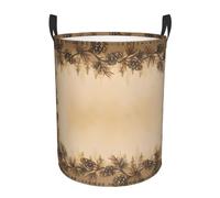 S Circular Hamper Pine Cone Border Print Storage Basket for Home