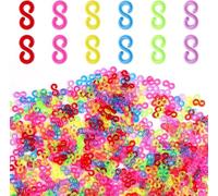 S Clips Rubber Band Clips, Colourful Loom Band S Clips Plastic Band Clips Connectors Refills Bracelet Kit Clip for Craft Making DIY Bracelet Connector Weaving Necklace Jewelry Accessories (500)