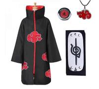 (S, Cloak) Naruto Akatsuki Cloak Anime Costume Kit Itachi Robe Halloween Long Cape