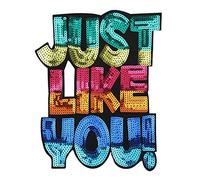 s Clothes Sequins Iron On Patches For s s Clothes Embroidered Patches Letter Just Like You Cloth Sticker Badges Applique Small Patch Clothes Sticker Durability and practicality