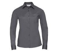 (S, Convoy Grey) Russell Collection Ladies/Womens Long Sleeve Shirt