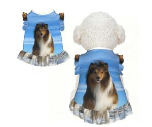 S Cute Pet Breathable lace cute shetland dog Print T-shirt | Soft Stretchy Vest For Small Medium Cats, Puppy, Chihuahua, Yorkie, Dachshund, French Bulldog Pet Outfit