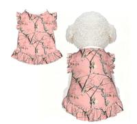S Cute Pet Breathable lace Pink leaves Camo Print T-shirt | Soft Stretchy Vest For Small Medium Cats, Puppy, Chihuahua, Yorkie, Dachshund, French Bulldog Pet Outfit