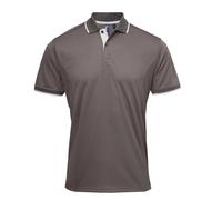 (S, Dark Grey/Silver) Premier Mens Coolchecker Contrast Pique Polo Shirt
