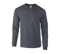 (S, Dark Heather) Gildan Unisex Adult Ultra Heather Cotton Long-Sleeved T-Shirt
