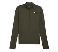 (S, Dark Olive) Puma Mens Cloudspun Quarter Zip Long-Sleeved Top