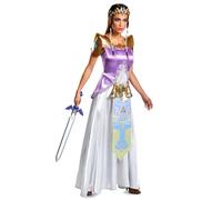 DISGUISE 98796N Women's Deluxe Princess Dress | Adult Zelda Cosplay Video Game Character Costume Legend Sized, Multi, S