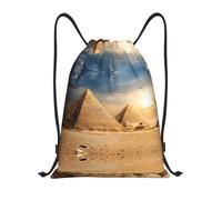 S Drawstring Egyptian Pyramid in Desert Print Bags Backpack Lightweight