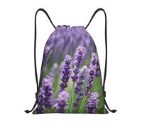 S Drawstring Purple Lavender Floral Flowers Print Bags Backpack Adjustable | Cinch Bag Sackpack For Men Women, Gym Traveling Tote Sport Storage Beach Swimming Shopping Yoga