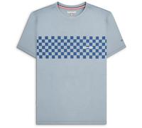 (S, Dusky Blue) Lambretta Mens Two Tone Panel Short Sleeve Cotton T-Shirt Top Tee