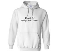 (S) E=mc2 Energy Milk Coffee Funny Einstein White Hoodie Mens Hooded Sweater