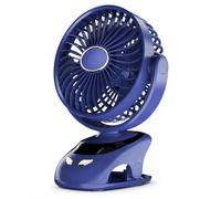 S.E.Q quick.simple.easy Clip-On Desk Fan USB Rechargeable, 5 Speed Portable Personal Fan with LED Display & Night Light, 3000mAh Battery, Quiet Stroller Fan for Home Office Travel Camping Bedroom