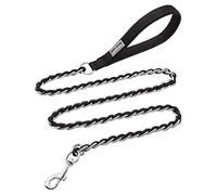S-ETOVUS-Chain Dog Leash, Bite-Proof Metal Leash, with Padded Handle，Black | Bite-Proof Metal Leash, Padded Handle