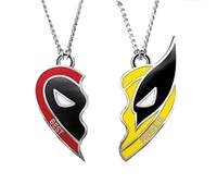 S.F.Pachira 2 Pcs Best Friends Necklace, Half Heart Friendship Necklace, Superhero Styles Necklaces, Red and Yellow Pendant Jewelry Gift for BFF Men Women Boys Girls