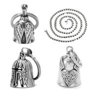 S.F.Pachira Motorcycle Guardian Bell, 3 Pcs Stainless Steel Riding Bell with Chain for Biker Riders, Husband, Luck Charm (Silver)