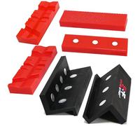 S&F Stead & Fast 4.5" Soft Jaws for Bench Vise with Z Holder, 2 Pairs, Strongly Magnetic Vise Jaw Pads, TPU, Multi-Groove and Textured Inserts, for Clamping, Woodworking, Metal, Plastics