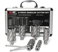 S&F STEAD & FAST Annular Cutter Set, 2 inch Depth of Cut, 7/8, 1-1/8, 1-1/4, 1-1/2, 1-3/4, 2" Cutting Diameter, 3/4 Weldon Shank, Mag Drill Bits Kit for Magnetic Drill Press