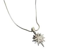 ' S Fashion Necklace, Crystal Pendant in Gold Silver Two-Tone Design Tradition Flower Pendant
