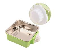 S Feeding Bowl Fixed PET Stainless Steel Hanging for Dogs and Cats | Square Green Design, Removable for Easy Cleaning, Suitable for PET Cage Use and Daily Feeding