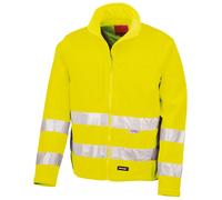 (S, Flourescent Yellow) Result Core Mens High-Visibility Winter Blouson Softshell Jacket (Water Resistant & Windproof) (Pack of 2)