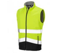 (S, Fluorescent Yellow/Black) Result Adults Safe-Guard Printable Safety Soft Shell Gilet