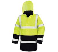 (S, Fluorescent Yellow/Black) Result Unisex Adult Motorway Two Tone Safety Coat