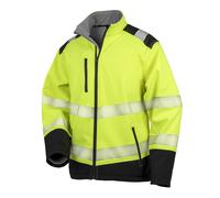 (S, Fluorescent Yellow/Black) SAFE-GUARD by Result Unisex Adult Hi-Vis Ripstop Printable Safety Soft Shell Jacket
