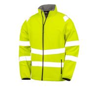 (S, Fluorescent Yellow) Result Unisex Adult Double Layered Recycled Soft Shell Jacket