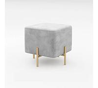 s Foot Stool Shoe Change Stool Square Footstool Velvet Cloth Foot Stools Metal Leg Stool Footstools for Living Room s for The Bedroom,Light gray-45x45x41cm