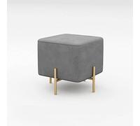 s Foot Stool Shoe Change Stool Square Footstool Velvet Cloth Foot Stools Metal Leg Stool Footstools for Living Room s for The Bedroom, Dark gray-45x45x41cm