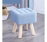s Foot Stool Square Footstool Cotton and Linen Foot Stools Wood Leg Stool s for The Bedroom s for Living Room, Blue- 29x29x35cm