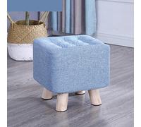 s Foot Stool Square Footstool Cotton and Linen Foot Stools Wood Leg Stool s for The Bedroom s for Living Room, blue-29x29x29cm