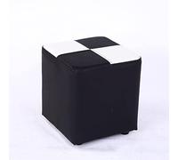 s Foot Stool Square Footstool PU Leather Footstool Poofe Footstool Footstools for Living Room s for The Bedroom, Black and white-25x25x28cm