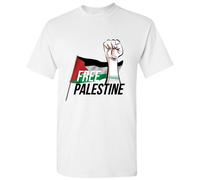 (S) Free Palestine Political Freedom War Flag Mens White T Shirt Tee Tops