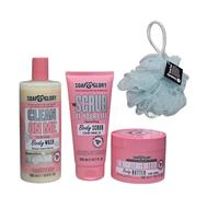 S Glory Body Wash 500ml, Body Scrub 200ml,Body Butter 300ml,Full Size,3 Pcs Set With Free Beauty Body Puff(Any Colour)