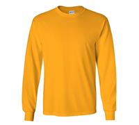 Gildan Mens Plain Crew Neck Ultra Cotton Long Sleeve T-Shirt (S) (Gold)
