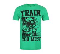 (S, Green/Black) Star Wars Mens Train You Must Yoda T-Shirt